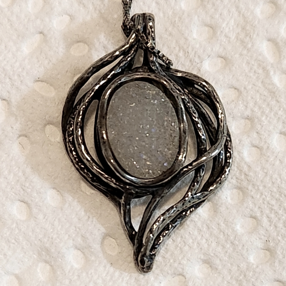SOLD 925 Sterling Silver Mystic Quartz Necklace. 24" Chain, 12" Wearable Length.